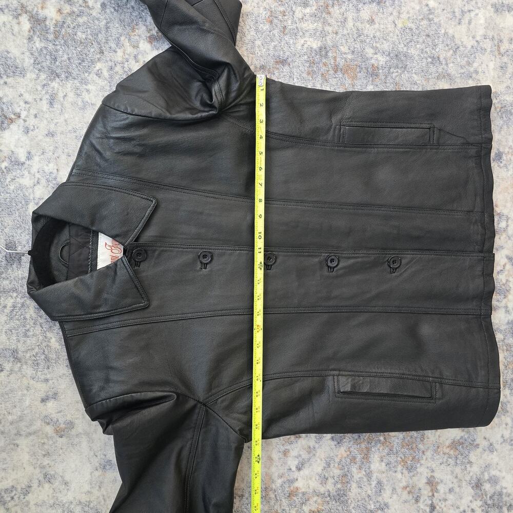 Gianni Ferrara Leather Coat Womens 2XL Black Button Front Lined Pockets Warm - Picture 4 of 9